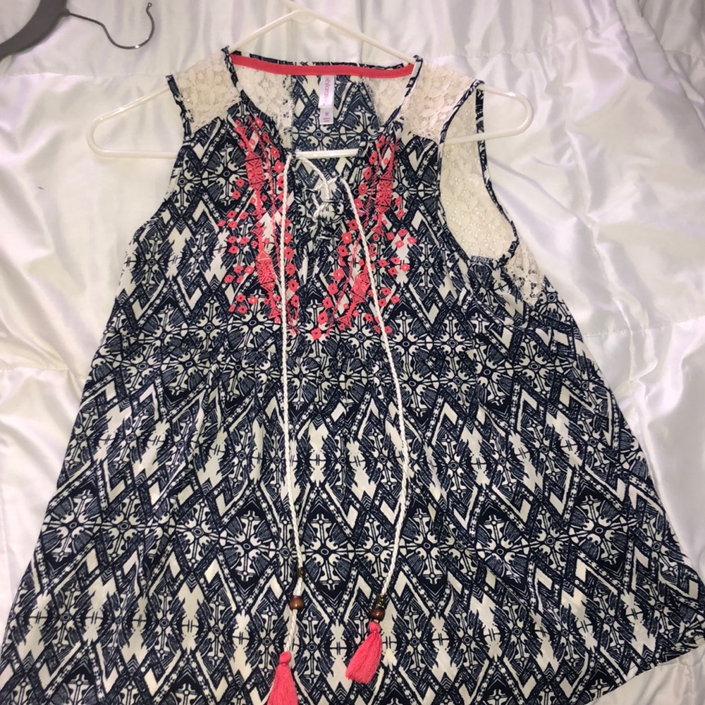 Navy, Cream, and Pink Top